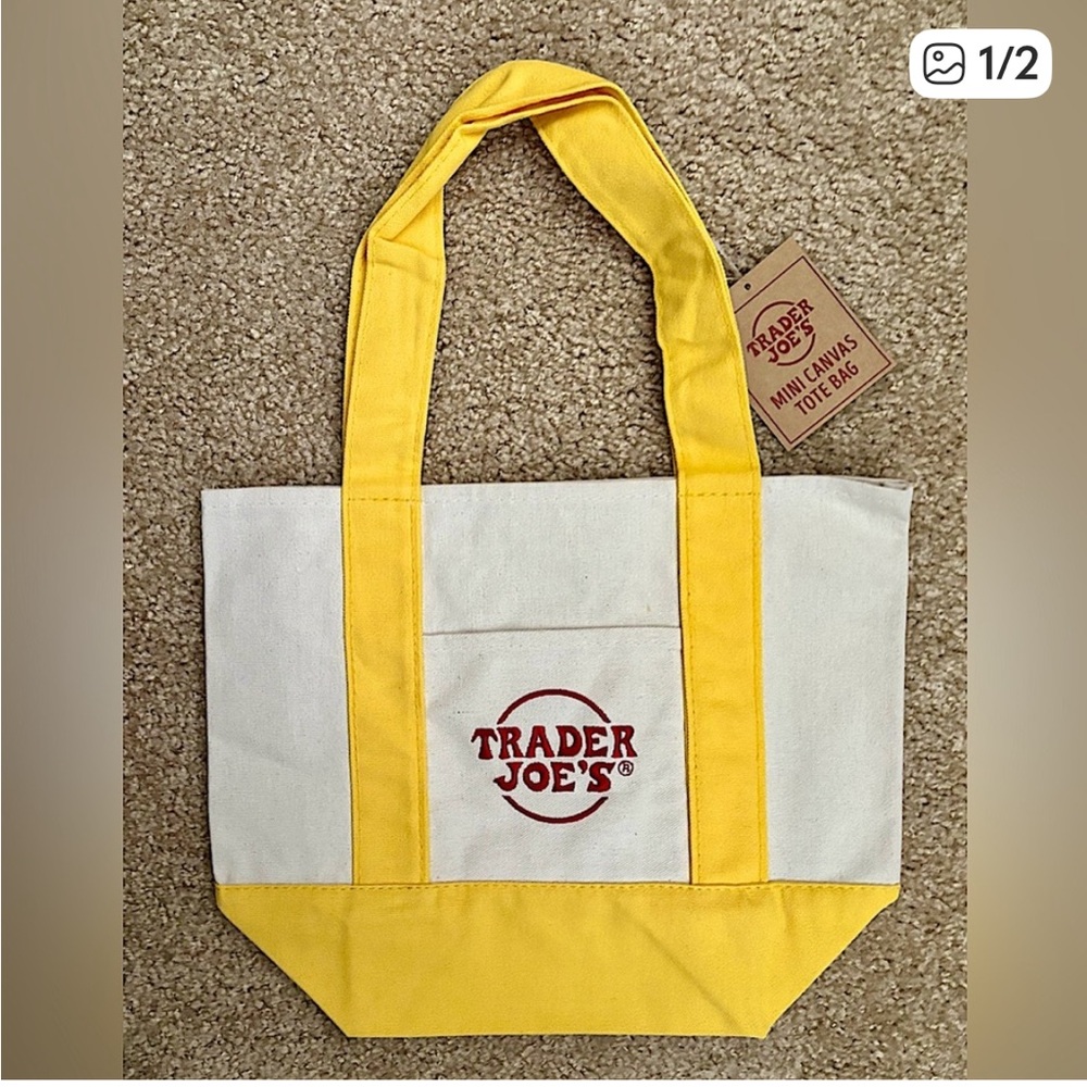 Trader Joe's Yellow and Cream Tote Bag